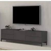 Mobile da soggiorno Porta TV, Made in Italy, Credenza per TV da salotto rialzato con 1 anta e 4 cassetti, cm 170x40h47, Antracite lucido