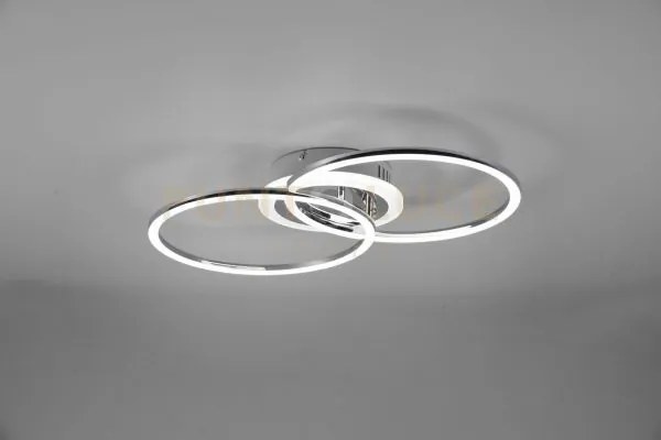 Venida plafoniera led doppio cerchio cromato con luce centrale rego...