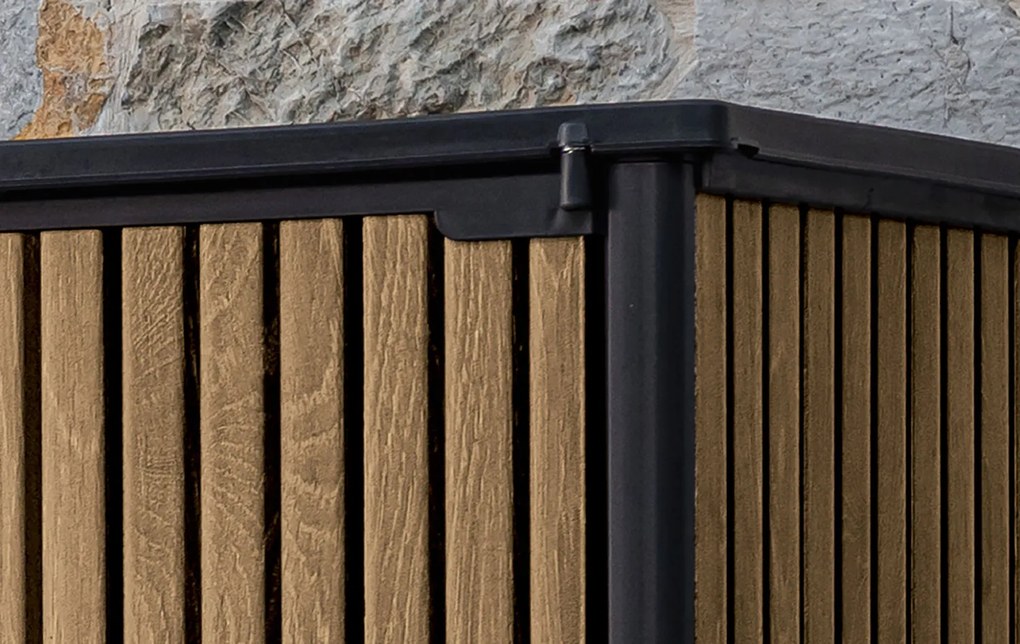 Armadio Porta Attrezzi da Esterno 140x73,6x170,4 cm Keter Signature Vertical Shed in Resina Effetto Legno Noce...