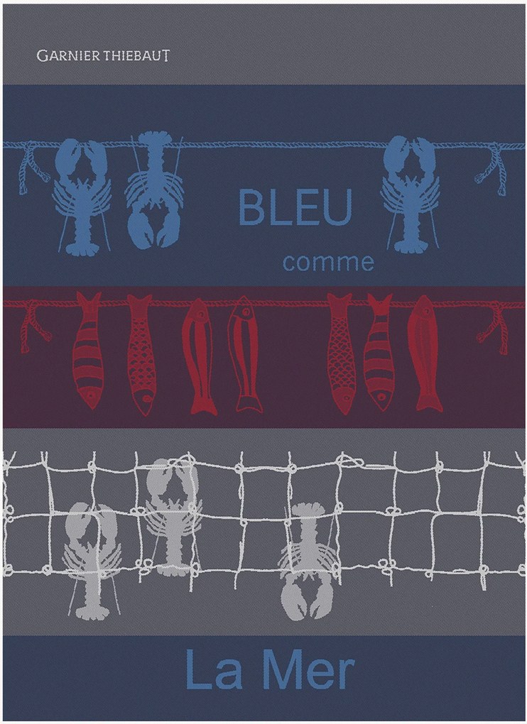 Set di 4 strofinacci jacquard Bleu Comme La Mer Tricolore