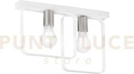 Plafoniera smith bianca e nickel 2 luci attacco e27 41,5x5x27cm in ...