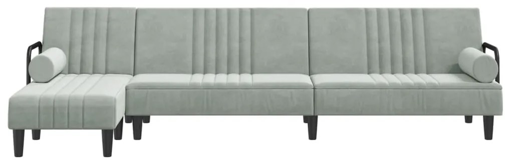 Divano letto a l grigio chiaro 260x140x70 cm in velluto