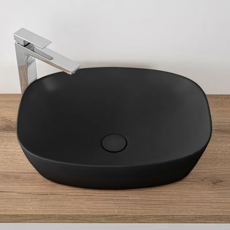 Lavandino da appoggio ovale 50x38 cm nero opaco Tokyo