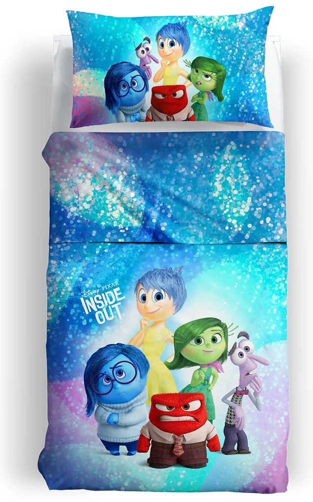 Set Lenzuola Copriletto Singolo Inside out Cartoons, in