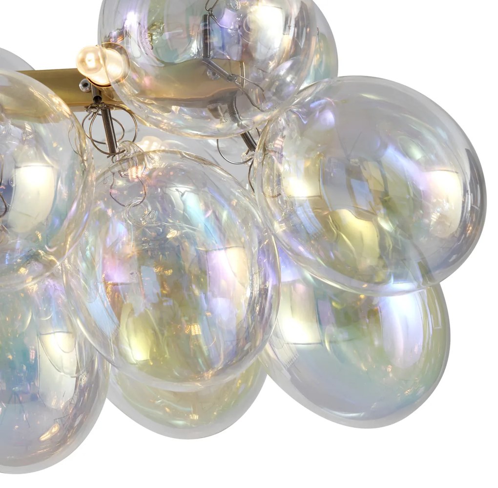 Lampada a sospensione di design oro con vetro arcobaleno 8 luci - Uvas