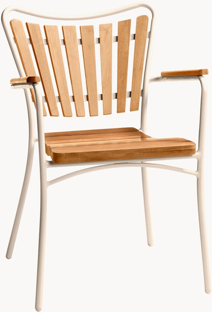 Sedia da giardino impilabile con braccioli in legno di teak Ellen