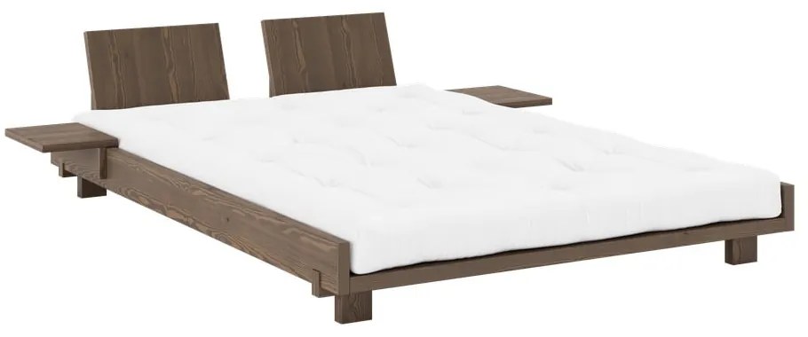 Letto matrimoniale marrone in pino massiccio con rete inclusa 140x200 cm Social – Karup Design