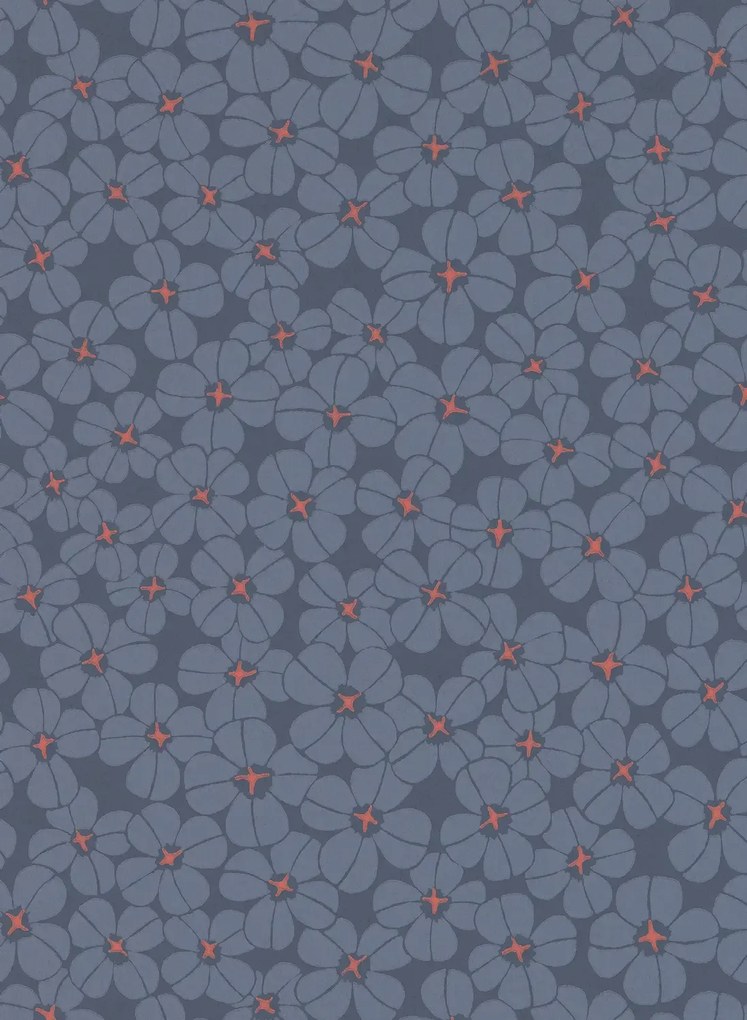 Långelid / von Brömssen Carta da parati Flower Shower - Indigo