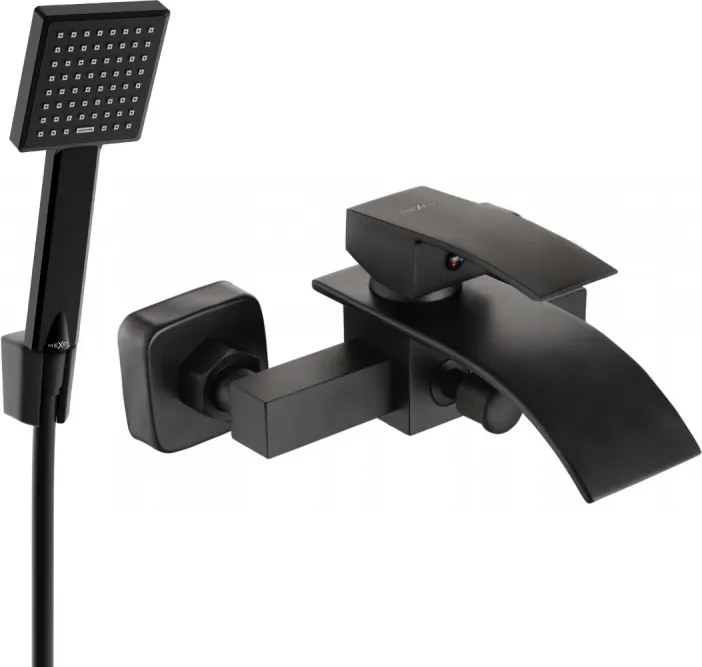 Mexen Aries R45 batteria da vasca con set doccia, nero - 74483R45-70