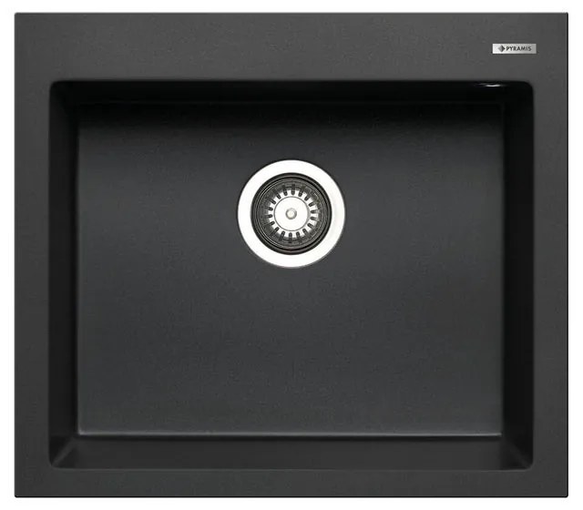 Lavello integrato 1 vasca PYRAMIS Voyager granito L 50 x L 57 cm nero