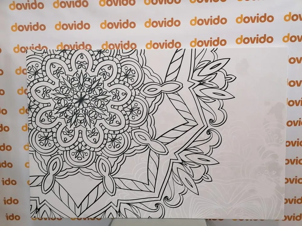 Stampa su tela – Mandala in tema invernale in bianco e nero