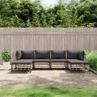 Set Divani da Giardino 6 pz con Cuscini Antracite in Polyrattan 3186779