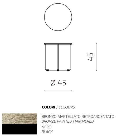 Tavolino tondo con piano vetro temperato effetto martellato Bronzo JON 45