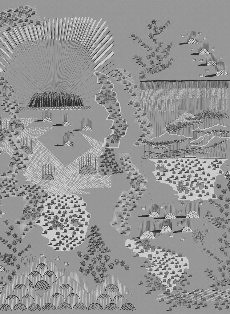 Rebel Walls Carta da parati panoramica Ayers Rock - Graphite