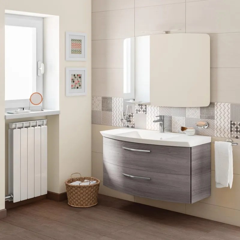 Mobile sottolavabo e lavabo Cassca per vasca centrale rovere grigio L 99 x H 48 x P 47 cm 2 cassetti