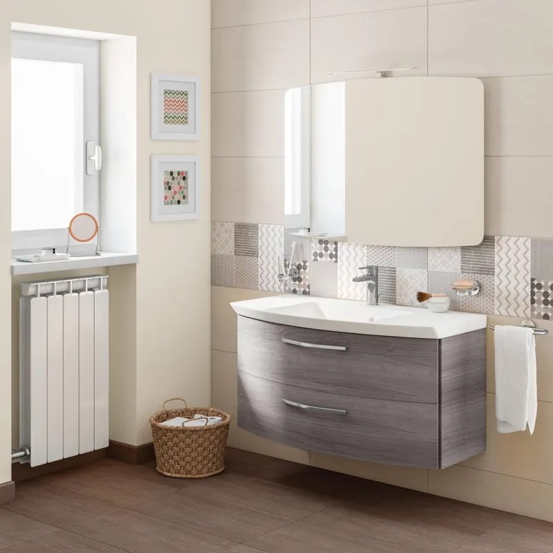 Mobile sottolavabo e lavabo Cassca rovere grigio L 99 x H 48 x P 47 cm 1 vasca 2 cassetti