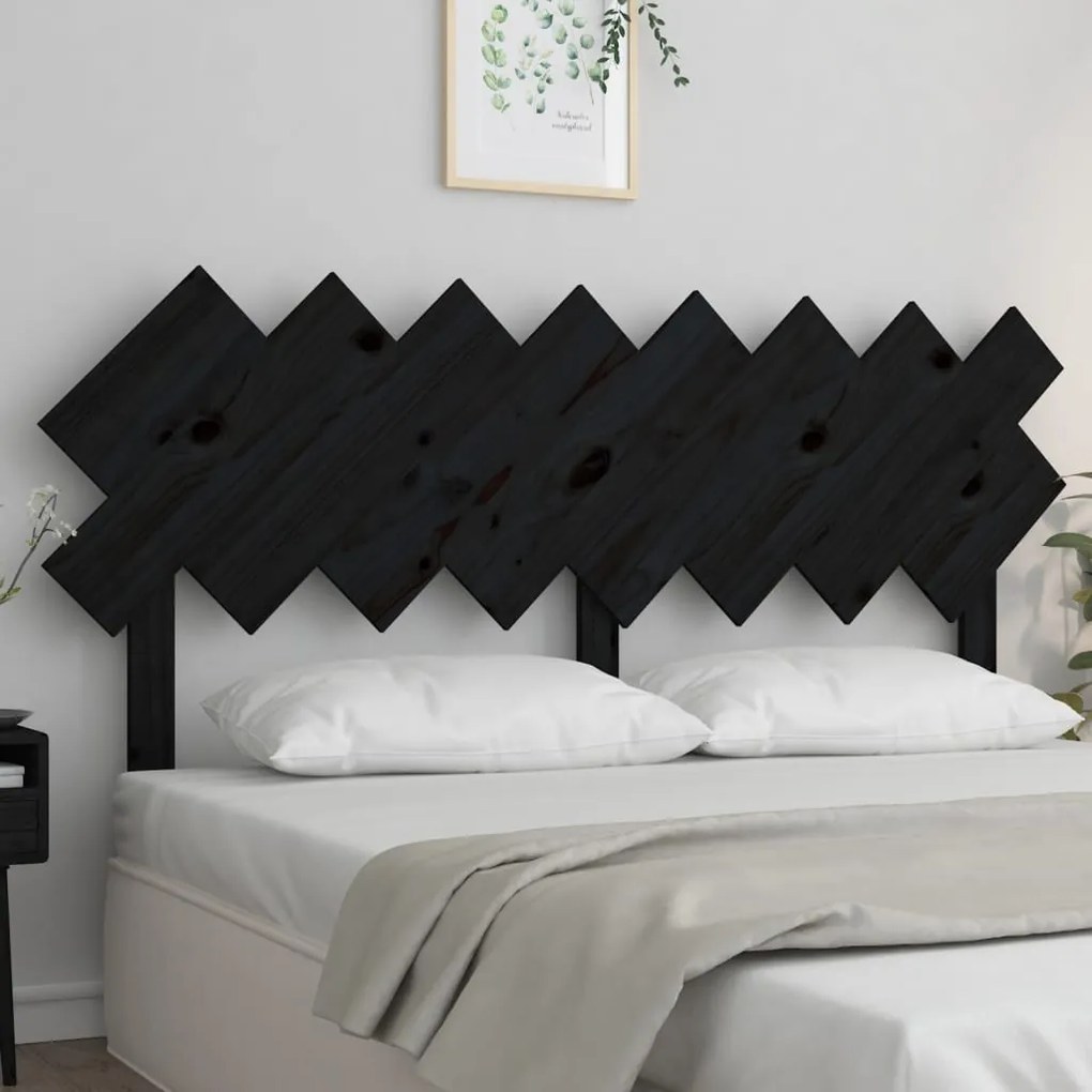 Testiera Per Letto Nera 159,5x3x80,5 Cm Legno Massello Di Pino /