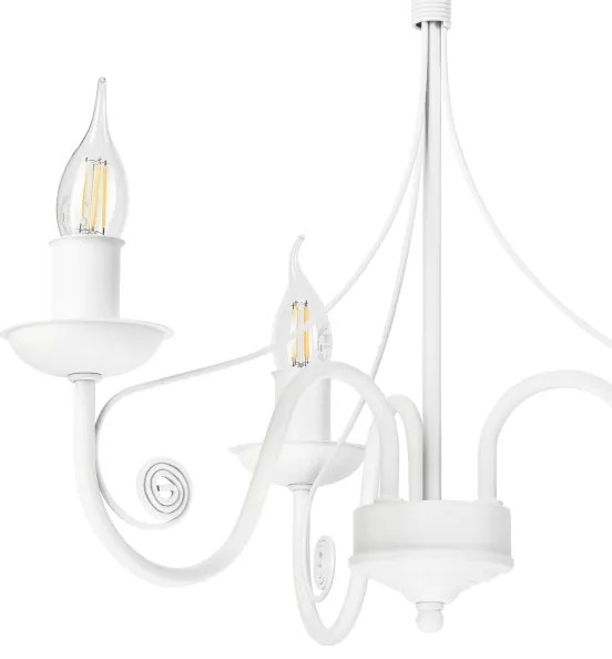 Lampadario a sospensione con catena DONATO 3xE14/40W/230V bianco