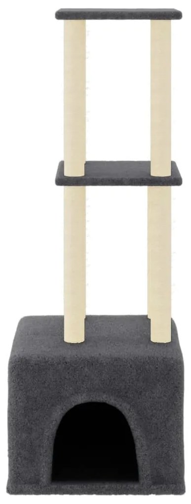 Albero per gatti con tiragraffi in sisal grigio scuro 133,5 cm