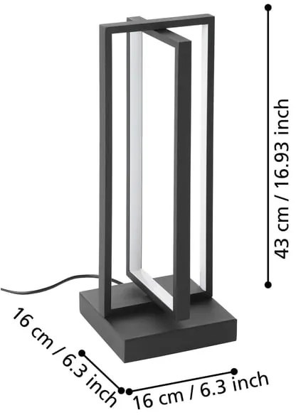Lampada da tavolo LED Siberia nero 2200 LUMEN