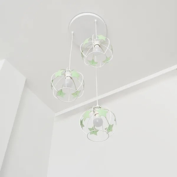 Lampadario a sospensione per bambini STARS 3xE27/15W/230V verde/bianco
