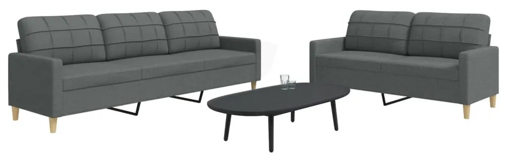 Set Di Divani 2 Pz Grigio Scuro İn Tessuto /