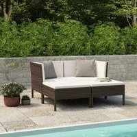 Set Divani da Giardino 4 pz con Cuscini in Polyrattan Marrone cod mxl 37795