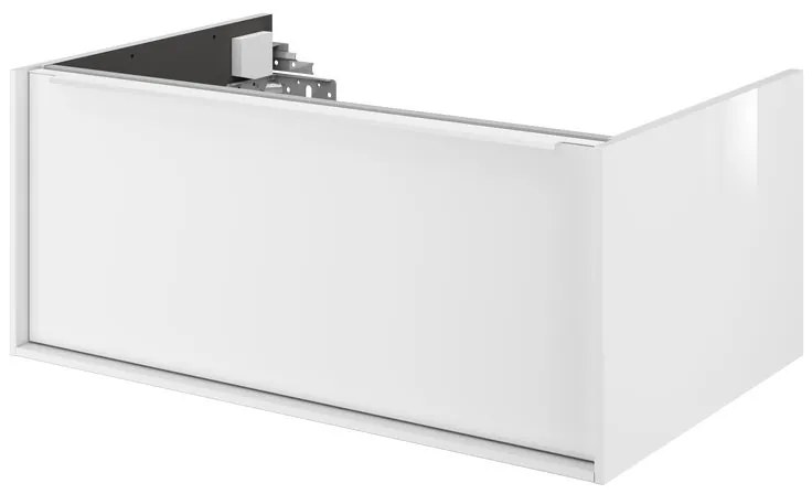 Mobile da bagno sospeso sotto lavabo L 75 x H 32 x P 48 cm bianco laccato lucido, 1 cassetto SENSEA Neo