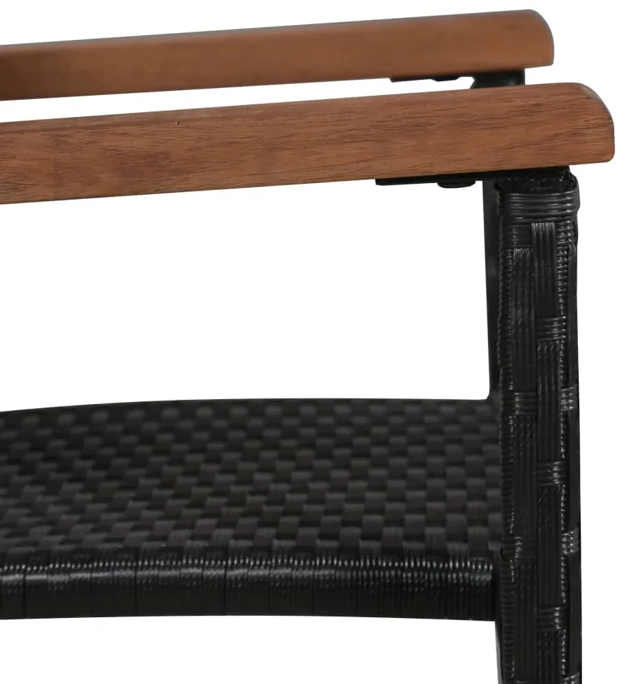 Set da pranzo da giardino 9 pz in polyrattan e acacia nero