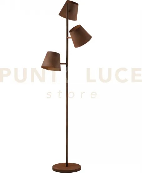 Piantana in metallo e ferro colt ruggine 3 luci attacco e27 51x165cm