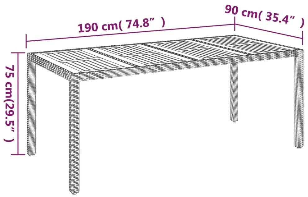 Tavolo da Giardino Piano in Legno Grigio 190x90x75cm Polyrattan