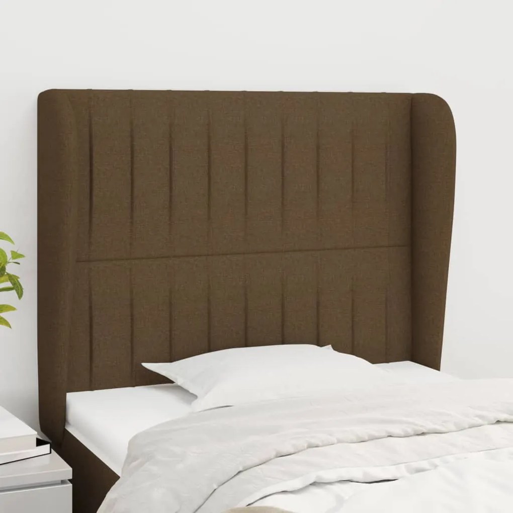 Testiera Ad Orecchio Marrone Scuro 103x23x118/128 Cm İn Tessuto /