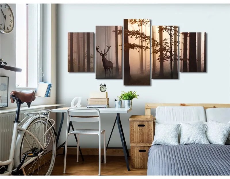 Quadro Morning (5 Parts) Wide Brown  Colore Marrone, Dimensioni e Misure 200x100