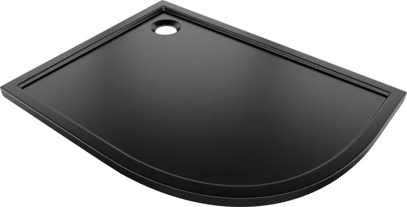 Mexen Flow piatto doccia semicircolare asimmetrico slim sinistro 90 x 80 cm, nero opaco - 46Q708090L