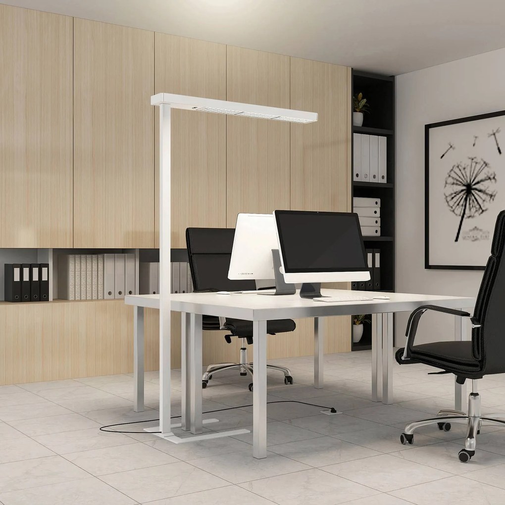 Arcchio Lampada da terra per ufficio Susi, bianco, sensore, dimmer a sfioramento Susi Arcchio, dimmerabile, Bianco / Opale, Studio / Ufficio, Alluminio, Moderno