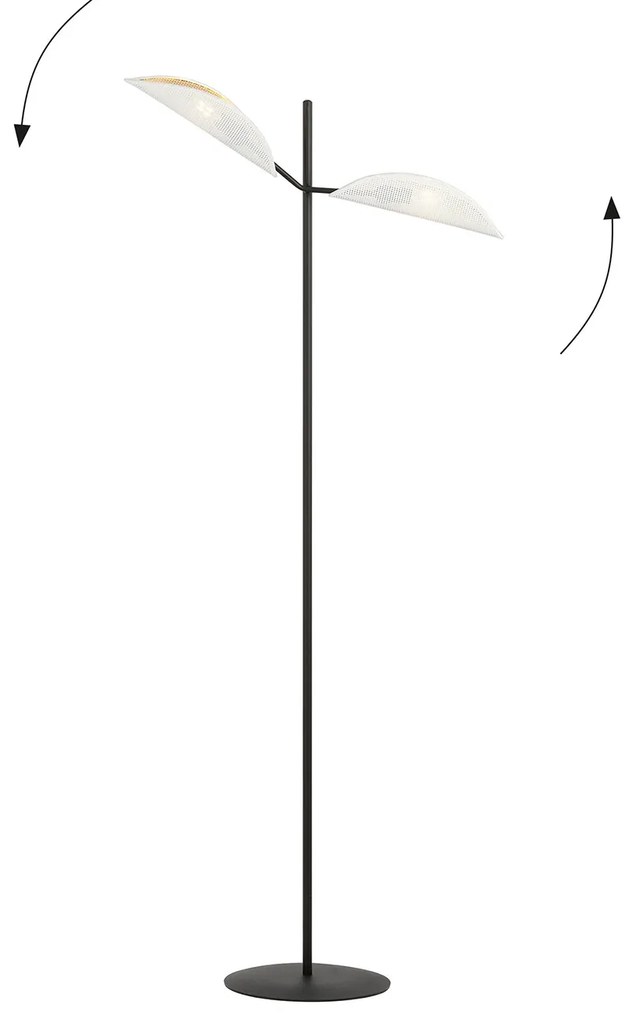 Piantana Moderno Eridano Acciaio Nero 2 Luci E14 Ip20