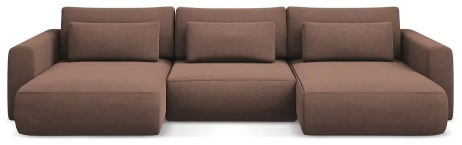 Divano angolare rosa allungabile/con contenitore (a U) Kapua – Makamii