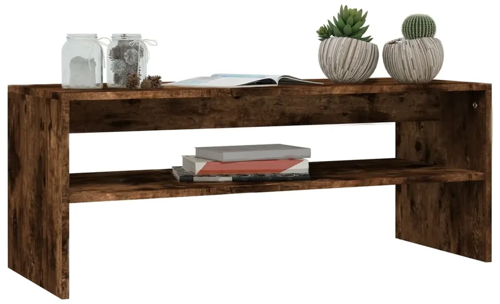 Tavolino da salotto rovere fumo 100x40x40 cm legno multistrato