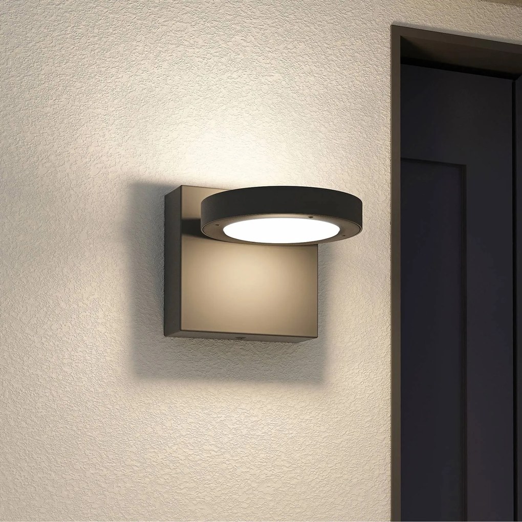 Lucande Applique da esterni LED Belna, 15 cm, antracite, alluminio