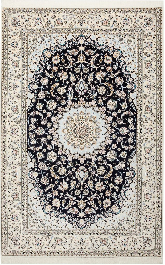Nain Tappeto 160x250 Blu (Iran) Annodato A Mano