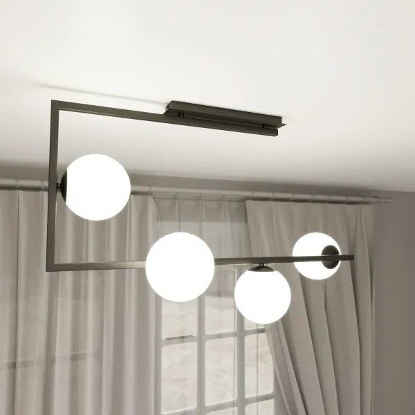 Lampadario a sospensione con supporto rigido SOMA 4xE14/10W/230V nero/bianco