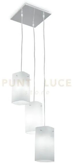 Lampadario a sospensione square bianca 3 luci attacco e27 25x25x23c...