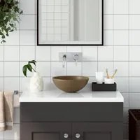 Lavandino da Bagno in Ceramica Crema Opaco Rotondo 146985