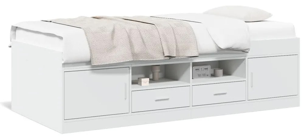 Divano Letto Con Cassetti Senza Materasso Bianco 75x190 Cm /