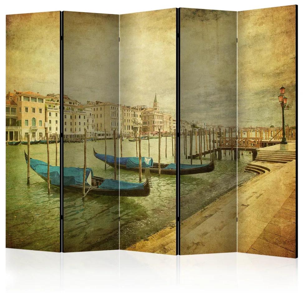 Paravento Canale Grande (Vintage) II (5-parti) - architettura veneziana e barche