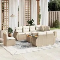 Set Divano da Giardino 9 pz con Cuscini Beige in Polyrattan 3225099