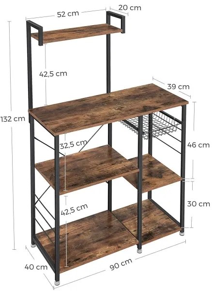 Scaffale per cucina MARGE marrone/nero