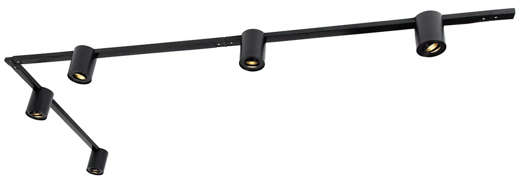 Sistema a binario moderno monofase con 5 faretti neri - Rondoo Up