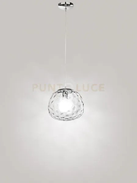 Sospensione vetro trasparente e cromo lucido skin 1 luce attacco e2...