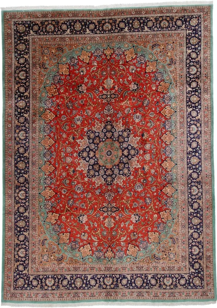 Tabriz Tappeto persiano 410 x 290 Blu (Iran) Annodato A Mano